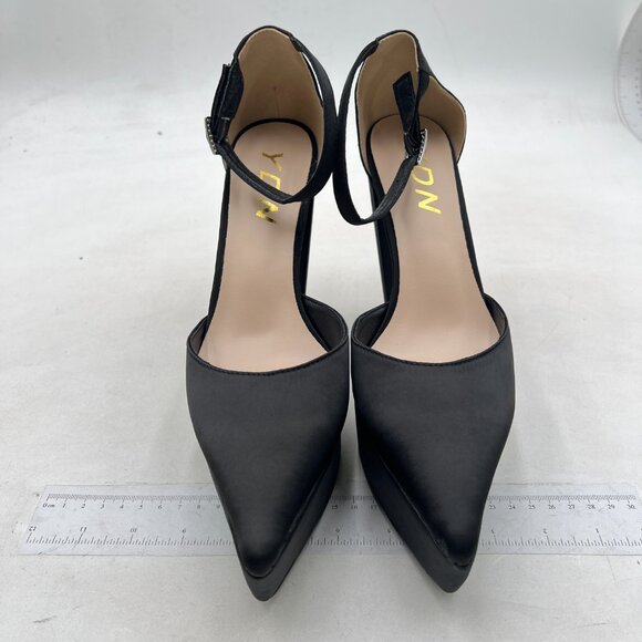 YDN Women Platform Sandals Ankle Strap D’Orsay Cone High Heels Pointed Toe Black - Picture 2 of 8
